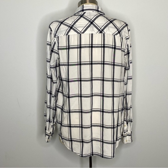 A New Day Navy Plaid Half Button Front Shirt - Picture 6 of 6